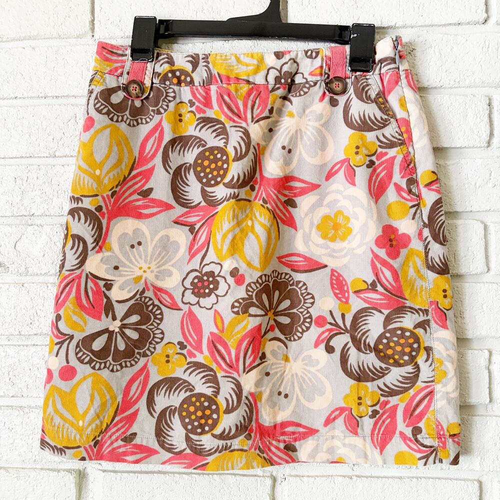 Boden Sz 8R Corduroy Floral Mid Mod Hippie Mini Skirt Retro Flirty 60/70's Vibe